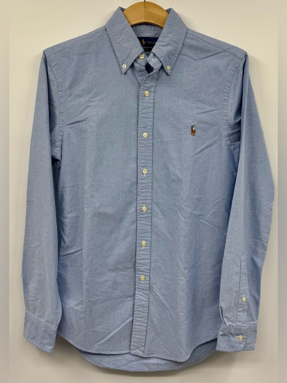 Polo Ralph Lauren Light Blue Button Down Oxford Shirt Slim Fit SM Men's Pony EUC